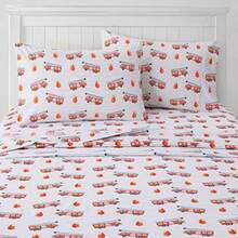 Colección 1500 - Juego de sábanas para niños y niñas, divertidos y coloridos y cómodos, bolsillo profundo, sin arrugas, ropa de cama suave y acogedora, tamaño individual, ancla(camión de bomberos Doble) - Multicolor - Ver 6