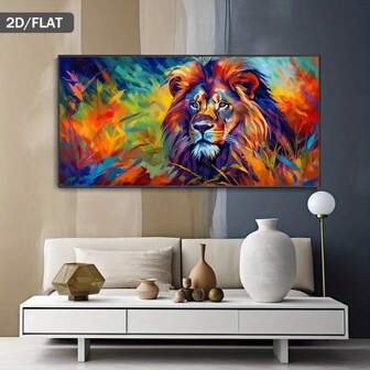 1 pieza Impresión de arte en lienzo de león abstracto en acuarela, decoración colgante de pared, decoración artística de estilo minimalista clásico, pintura de paisaje interior para sala de estar, dormitorio, oficina en casa, aula, baño, tema de otoño y verano sin marco 50x100cm/19.68x39.37 pulgadas