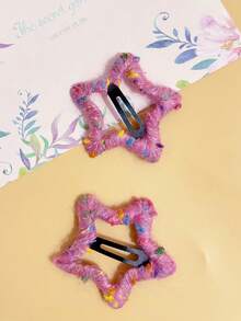2pcs/6pcs Y2K Star Hair Clips, Colorful Fuzzy Wool Knitted Five-Pointed Star Hair Clips For Women & Girls, Cute Side Bangs Clips, Multi-Functional Hair Accessories, Winter, Claw Clips, Hair Slide, Hair Barrettes, Head Accessories - Multicolor - View 15