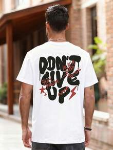 男士休闲字母印花圆领短袖T恤，夏季 - 白色 - 查看 3