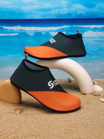 Scarpe casual slip-on con contrasto di colore verde oliva e arancione, con scritta "SHOW TIME", design leggero e traspirante, che combina la comodità delle scarpe casual e la praticità delle pantofole, adatte per rilassarsi a casa, attività in piscina e brevi viaggi, sneaker di moda unisex, accessorio essenziale di uso quotidiano accattivante