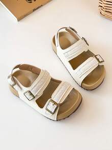 1 Pair Children's Fashion Flat Sandals, Lightweight, Simple, Comfortable, Versatile Boys/Girls Open Toe Sandals - Beige - View 4