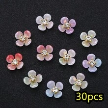4Amazonia 30pcs/Set Elegant Four Petal Flowers Beads Fashion Acrylic Cabochon Beads For Earring Hair Clip Jewelry Making DIY Garment Accessories HandCrafts Patch - Lucky Flowers - View 10