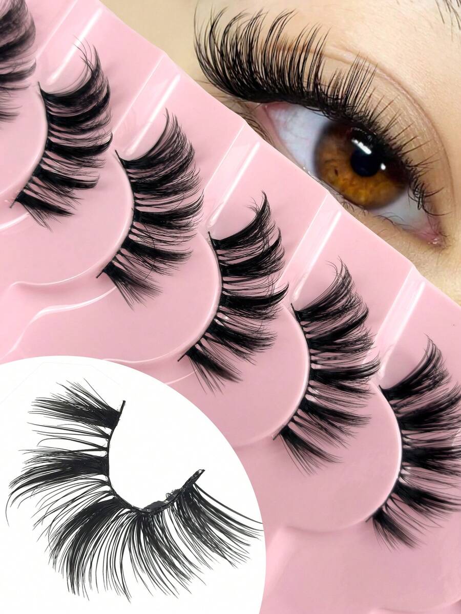 7对半眼假睫毛，自然柔软，日常约会眼角假睫毛，化妆眼部假睫毛，条状假睫毛，假睫毛，假睫毛