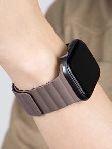 1pc Silicone Magnetic Waterproof Watch Band Compatible With Apple Watch 42mm, 38mm, 40mm, 41mm, 44mm, 45mm, 46mm, 49mm, Suitable For Men And Women, Thin Design, Replacement Strap For Apple Watch Ultra2, SE2, SE 10, 9, 8, 7, 6, 5, 4, 3, 2, 1 Series, Great Gift For Students - Chocolate Brown - View 2