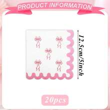 10/20/80 pièces Fournitures de fête avec nœud rose, Décorations de fête avec nœud rose, Assiettes de fête élégantes, Assiettes de dîner d'anniversaire avec nœud, Décoration avec nœud ondulé, Vaisselle jetable pour enterrement de vie de jeune fille, Décorations pour shower de mariage, Anniversaire, Mariage, Décoration pour thé, Comprend des assiettes en papier de 7/9 pouces, Serviettes avec nœud ondulé, Gobelets en papier, Pour 20 personnes