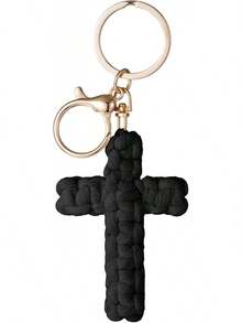 Bohemian Style Handwoven Cross Keychain Car Accessories Soft Cross Pendant Bag Hanging Gift - 白色 - 查看 6