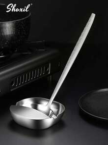 shoxil 1个304不锈钢勺架、铲架、筷架，288克，防止铲子倾斜，重心稳定，拉丝表面，保持炉灶台面清洁，适用于厨房和餐厅。 - 銀色 - 查看 3
