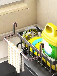 一套多功能塑料置物架，适用于厨房和浴室水槽 - 水龙头挂式置物架，适合放置抹布、海绵、刷子、洗洁精、钢丝绒等物品，方便收纳整理 - 易于清洁，节省空间，是理想的家居收纳方案。厨房配件，厨房收纳，情人节礼物，浴室配件，厨房用品 - 彩色 - 查看 7
