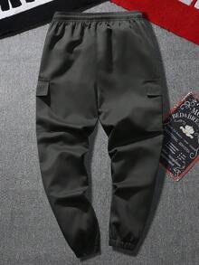 Men's Outdoor Casual Cargo Pants, Multi-Pocket Drawstring Waist Workwear Trousers, Spring/Autumn