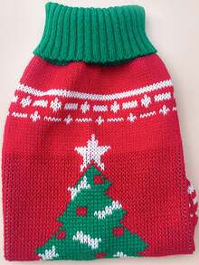 1pc Dog/Cat Knitted Sweater, Thick Autumn/Winter Pet Clothes For Puppy - Green - View 5