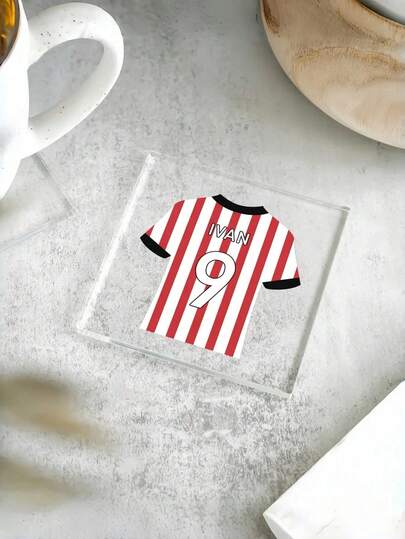 1pc Personalised Football Shirt Coaster, Football Gifts, Daddy Coaster, Father's Day Gifts, Daddy Grandad Gifts, Sport Gifts