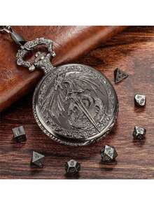 Zestaw mini kostek Dungeon And Dragons z darmową torbą, koperta zegarka kieszonkowego Dragon Sword z 7 wielościennymi mini metalowymi kostkami D20, akcesoria do gier planszowych RPG, MTG, spersonalizowane prezenty świąteczne dla chłopaka, pomysły na prezenty dla mężczyzn, zabawne prezenty dla nastolatka - Wielokolorowe - Zobacz 4