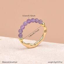 Nhẫn đàn hồi bằng đá thạch anh tím tự nhiên 3mm đơn giản và thanh lịch, đá Aventurine xanh, đá Garnet, đá Aquamarine, đá thạch anh hồng cho phụ nữ - nhẫn co dãn đá tự nhiên - Xem 13
