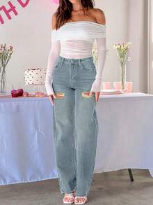 Woman Jeans - 淺藍色 - 查看 2