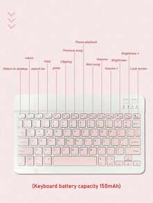 1 Pc10 Inch IPad Wireless Keyboard, Android Phone Keyboard, Laptop External Wireless Keyboard, Ultra-Thin Silent Office Keyboard, Portable Keyboard For External Use - Hồng - Xem 2