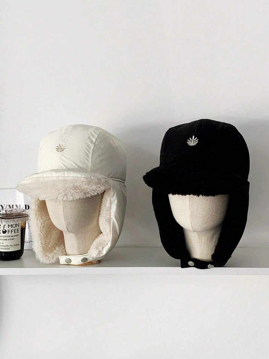 1顶加厚防风保暖乌沙卡帽，冬季护耳帽，户外骑行滑雪帽，秋冬保暖内衬乌沙卡帽，男士度假装扮 - 十字刺繡雷鋒帽 - 查看 1