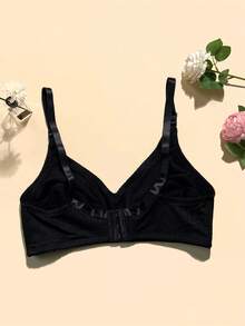 Bộ 3 áo ngực nữ cỡ lớn, màu trơn, kiểu dáng thường ngày - Thoải mái, tối giản - Chất liệu vải dệt kim, trang trí nơ, phù hợp phong cách thể thao. - màu đen - Xem 6