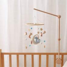 手工制作的婴儿绵羊和星月床铃，婴儿活动床，可爱的动物造型玩具，益智，提高手眼协调能力，预防近视，婴儿房装饰，混合颜色，新生儿摇铃玩具，亲子互动的最佳礼物，生日，圣诞节