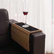 竹制沙发扶手托盘 - 多功能零食咖啡架，带杯槽，坚固耐用的竹制托盘 - 可放置零食、饮料、水果 - 沙发侧边储物托盘 / 居家休闲必备 - 彩色 - 查看 6