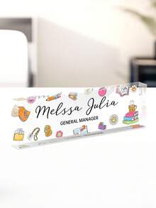 Custom Acrylic Teacher Desk Name Plate - Personalized Teacher Appreciation Desk Sign, Customizable Teacher Gifts For Desk Decor - Teacher Nameplate With Vibrant Design For Classroom Back To School,Ornamental,Reusable,Multi-Functional,Modern,Colorful,Cute,Vintage,Custom,Personalized,Unique,Customized,Workers,Clients,For Business/Work/Office,For School