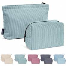 Bolsa de Maquillaje Pequeña 2 Pcs Bolsa de Cosméticos de Pana Estética para Mujer Bolsa para Maquillaje Cosmetiquera para Maquillaje para Viajar Neceser Mujer Portátil - beige - Ver 10