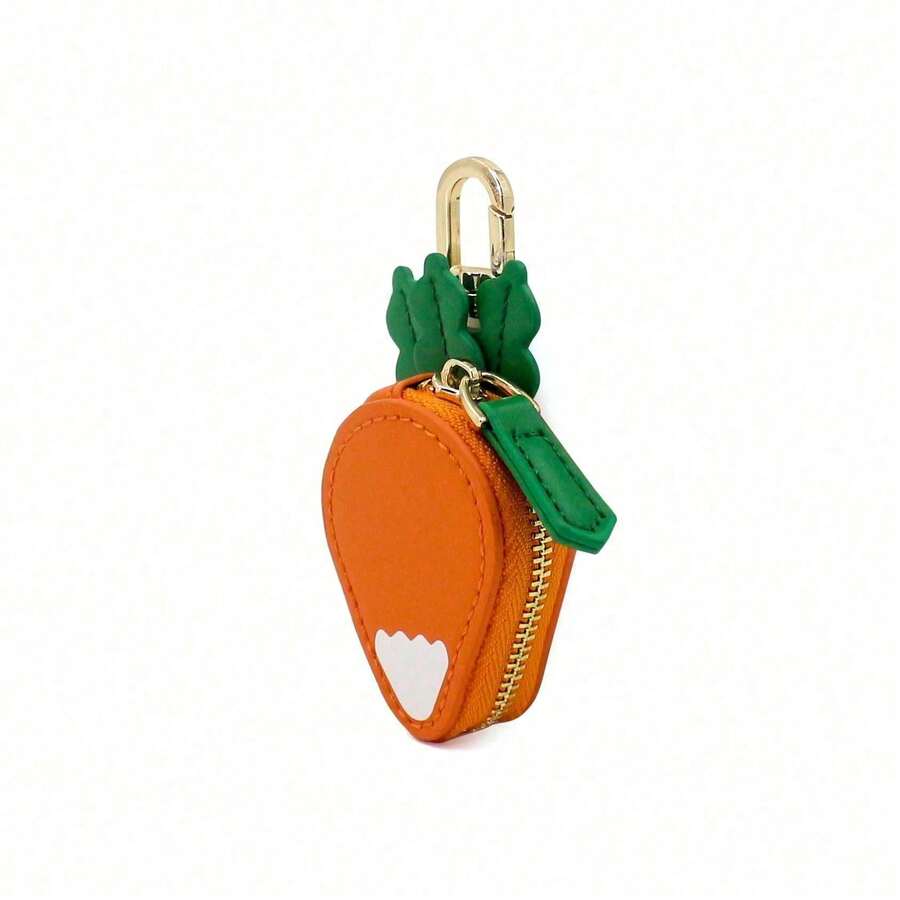 Mini Fruit Coin Purse Keychain – Strawberry Cherry Blueberry Shape, Cute Small Wallet, Bag Pendant, Girls' Accessories - Cà rốt - Xem 1