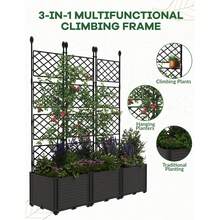 3 camas de jardín elevadas con enrejado, ligeras y resistentes, de 127 cm de ancho x 160 cm de alto, para plantas trepadoras. Jardín vertical exterior con mosquitera para patio, jardín, balcón y patio trasero. - Negro - Ver 8