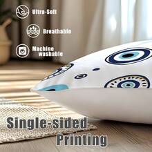 MEMNUN 4 Stücke mysteriöse marineblau bedruckte Kissenbezüge mit Augen- und Hamsa-Hand-Motiv (Kissenfüllung nicht enthalten), aus Pfirsich-Samt-Stoff, einseitig Muster, Größen: 45*45cm/50*50cm/40*40cm, Böser Blick dekorativer Kissenbezug für Sofa, Bett, Schlafzimmer, Büro, Hotel, ganzjährig, Geschenk - Verschiedenfarbig - Übersicht 5