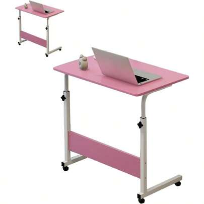 Bedside Laptop Desk C Table Liftable Mobile Desk For Home Sofa Pink
