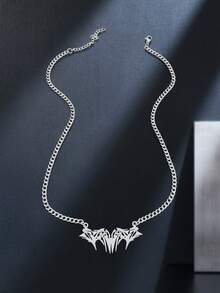 1 chiếc dây chuyền mặt gai tối giản bằng thép không gỉ dành cho nam, thời trang để đeo hàng ngày. - Bạc - Xem 4