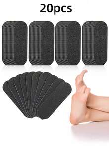 20/10 piezas Limas de pies con hojas de papel de lija - Limas de esmeril negras, crea pies suaves, elimina la piel muerta, herramienta de pedicura de plástico inodoro, grande 100 grano 5.39in*1.69in, pequeña 180 grano 3.93*1.26in - Multicolor - Ver 8