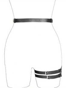 Multicolor Leather Harness Belt For Women - Adjustable Body Harness With Leg Straps - Festival, Rave, Gothic Fashion Accessory - Black - View 5