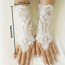 Elegant Gothic Lace Gloves For Women, Fingerless Gloves With Floral Pattern, Secure Elastic Wrist, Suitable For Weddings, Christmas Parties, Formal Events, Accessories, Hand Wash Only, Gothic Party Clothing Essential, Christmas Clothing, Exquisite Embroidery, Delicate Fabric, Cosplay Enthusiasts - 黑色 - 查看 8