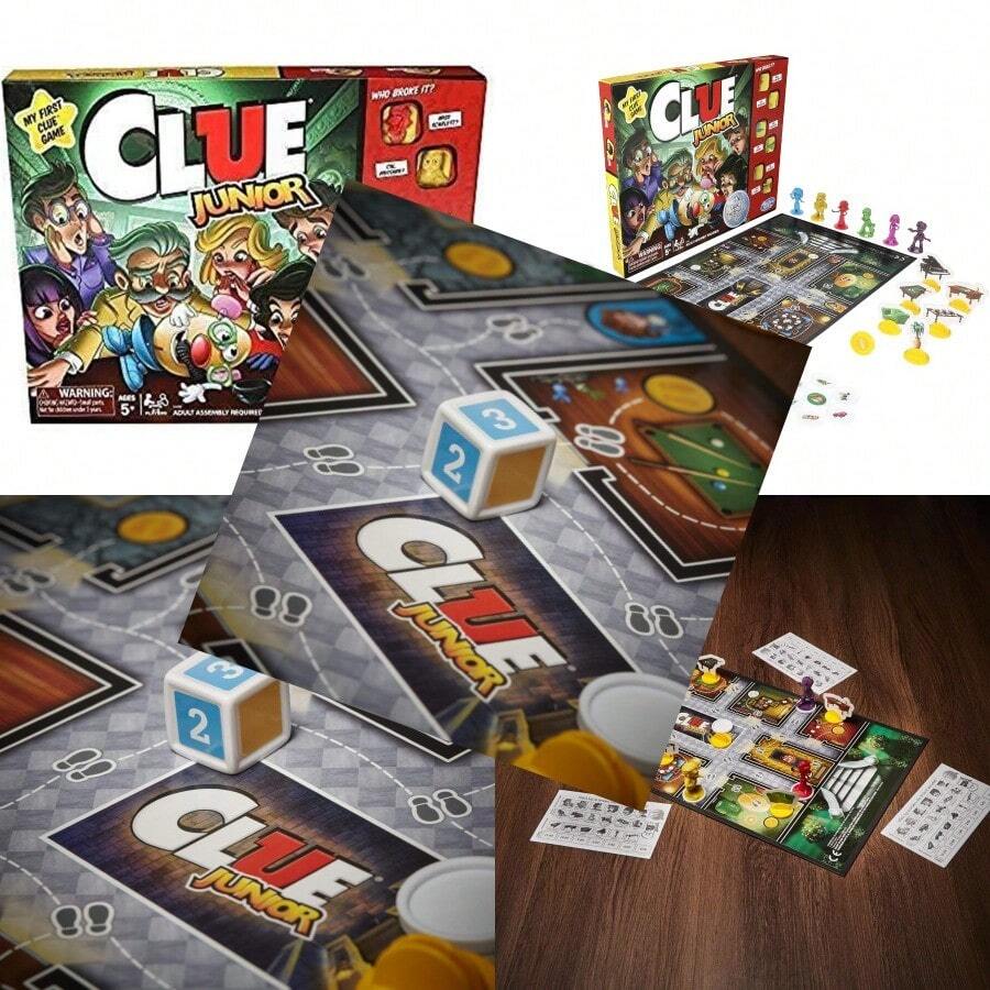 Gaming Clue - Juego de Mesa Junior para niños de 5 años en adelante Estuche del Juguete Roto Juego de Misterio clasico para 2 a 6 JugadoresConveniente y duradero, para niños - Multicolor - Ver 1