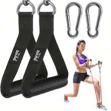 Un ensemble d'exercices de gym - comprenant 2 poignées de fitness et 2 sacs à mousqueton. Ces poignées de bande de résistance de préhension de gym conviennent pour le fitness, peuvent exercer la force de préhension et la force de la main, et ont de multiples fonctions - Noir - Voir 1