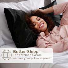 3pcs Satin Sleep Set | Softer Than Silk Pillowcase And Eye Mask Set - Includes 1 Satin Pillowcase, 1 Satin Eye Mask And 1 Satin Scrunchie, Pillowcase Size: 29.53 Inches X 19.29 Inches (77cm X 51cm), Suitable For School, Back To School, Travel, Home And More, Eye Mask, Sleep Eye Mask - Black - View 12