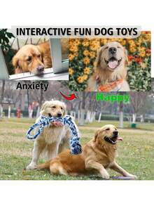 超长加厚重型拔河绳玩具，适合大型犬和中型犬 - 超粗防啃咬绳 - 可用于锻炼咀嚼能力、拔河、互动捡球、障碍训练 - 耐用宠物咀嚼玩具，锻炼下颚，维护牙齿健康 - 非常适合拉布拉多犬、德国牧羊犬、哈士奇等犬种 - 室内/室外玩耍，狗狗绳，大型犬绳，狗狗咀嚼绳