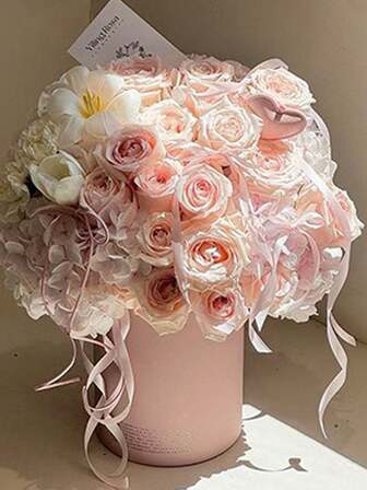 Gold Foil Floral Bucket, DIY Round Flower Bucket Gift Box, Suitable For Valentine's Day, Flower Packaging Box, Gift For Female Friends, Holiday Gift, Birthday Gift, Wedding Flowers, Flower Storage, Holiday Decoration, Gift For Aunt, Personalized Gift, Bedroom Decor