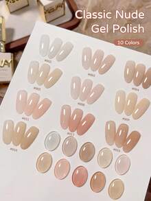 XEIJAYI 15ML 10支装经典裸色系列凝胶指甲油套装，UV LED 浸胶指甲油，节日 DIY 美甲设计，适合所有季节的指甲 - 彩色 - 查看 3