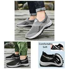 Summer Outdoor Breathable Elderly Walking Shoes, Men's Breathable Casual Mesh Loafers, Lightweight Slip - On Walking Shoes Black, - inicial - Ver 1