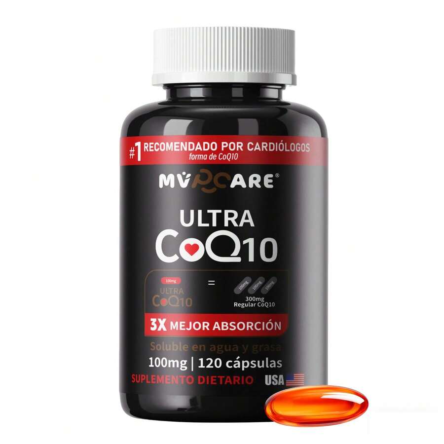 Suplemento de CoQ10 100 mg, CoQ10 Soluble en Agua y Grasa. Absorción Máxima Garantizada,antioxidante, beneficioso para la salud del corazón y la producción de energía, Suplemento de coenzima Q10 - MVPCARE 120 cápsulas blandas - Otros - Ver 1