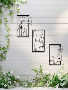 1 pieza Decoración de pared de arte de hierro, arte de línea abstracto y sexy para mujeres, adecuado para sala de estar, dormitorio, baño, pasillo, regalo de cumpleaños, regalo de fiesta - Multicolor - Ver 2