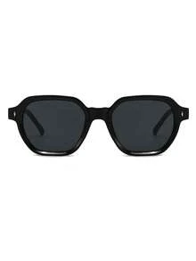 1 par de gafas de hombre con montura cuadrada de PC negra, unicolor minimalista, remaches, de moda y versátiles - Negro - Ver 3