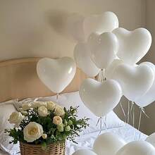 10英寸心形乳胶气球，红、白、黑三色可选，适用于婴儿派对装饰、情人节、婴儿派对礼物、洗礼纪念日、周年纪念日、婚礼、订婚、生日、母亲节等场合，可爱气球设计 | 耐用乳胶气球 | 多用途装饰气球 - 彩色 - 查看 6