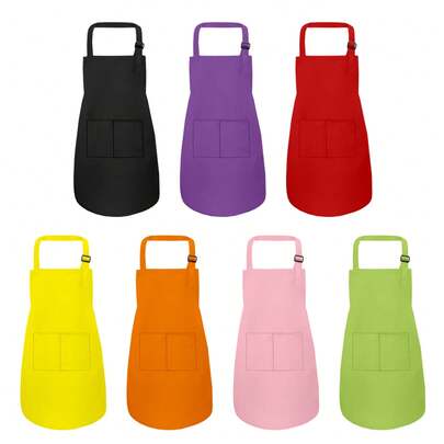 1 st barnförkläde med 2 fickor justerbart kockkonstförkläde barnmålningsförkläden, för matlagning, bakning, målning, hantverk, grillning, laboratorieaktivitetskläder