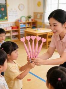 6/10/14/20/30支装粉色心形旋转圆珠笔，适用于学校/办公用品、书写工具、婚礼签名、感恩节和万圣节婚礼、情人节礼物、优雅书写工具