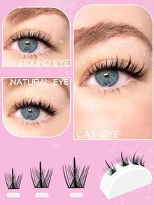 144 Pcs Lash Clusters DIY Eyelash Extensions Cluster Lashes Wispy Individual False Eyelashes C Curling10-14mm Thick Fluffy Eyelash Clusters Lash Clusters, Eyelash Clusters, Individual Eyelashes, Lashes, Fake Lashes - Black - View 3