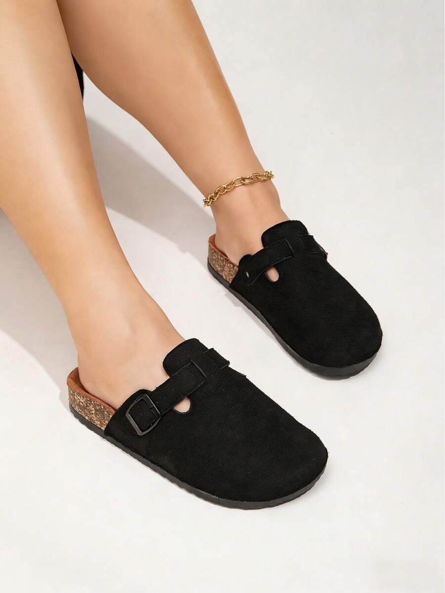 Men's Casual Beach Mule Sandals, Soft Cork Slippers, Summer Unisex Flip Flops, Plus Size Indoor Office Slippers - Black - View 1