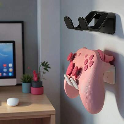 Universal Headphone Stand/Game Controller Holder, Multi-Functional Adhesive Plastic Wall Mount Hook, Compatible With Switch, And Game Controllers, Game Headset Stand, Easy To Install Adhesive Desktop/Bed/Sofa Bracket
